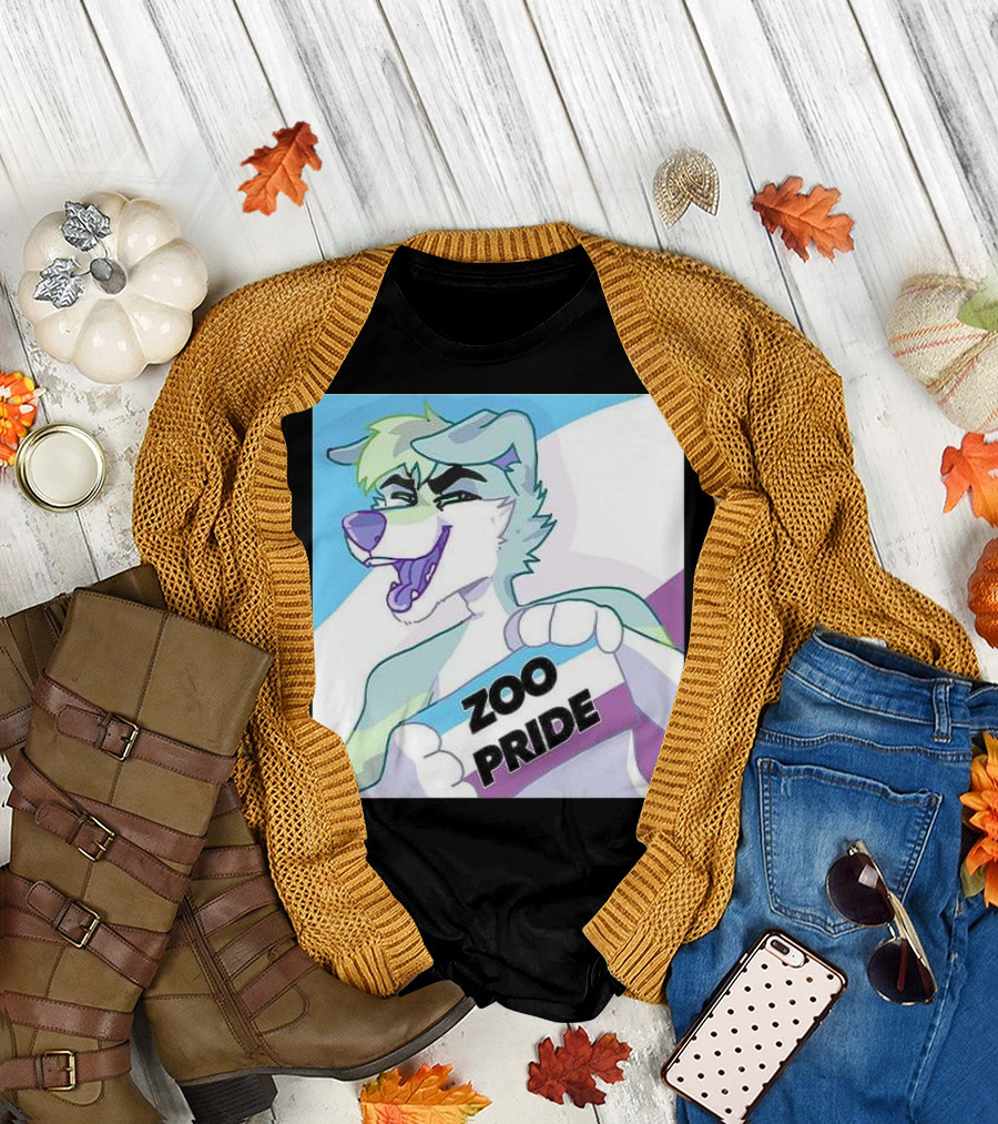 Zoo Pride Furry Character Holding Flag T-Shirt