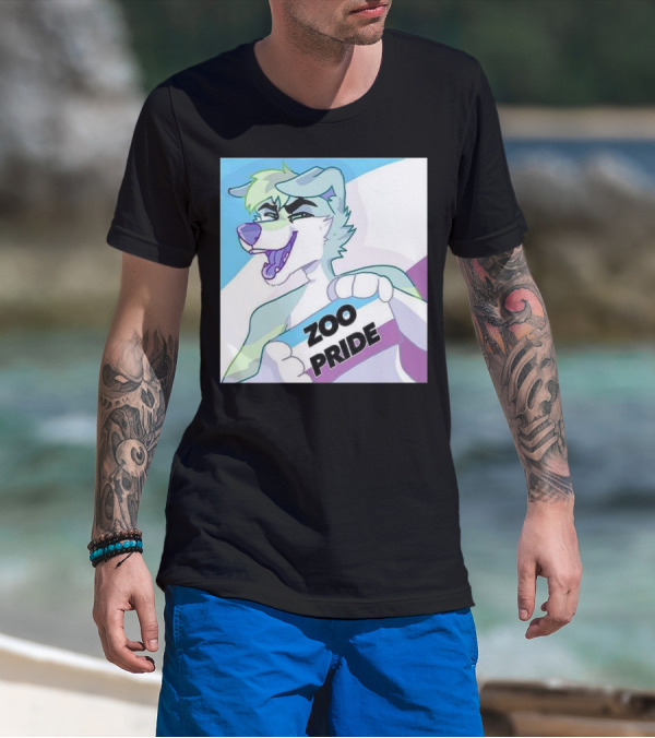 Zoo Pride Furry Character Holding Flag T-Shirt