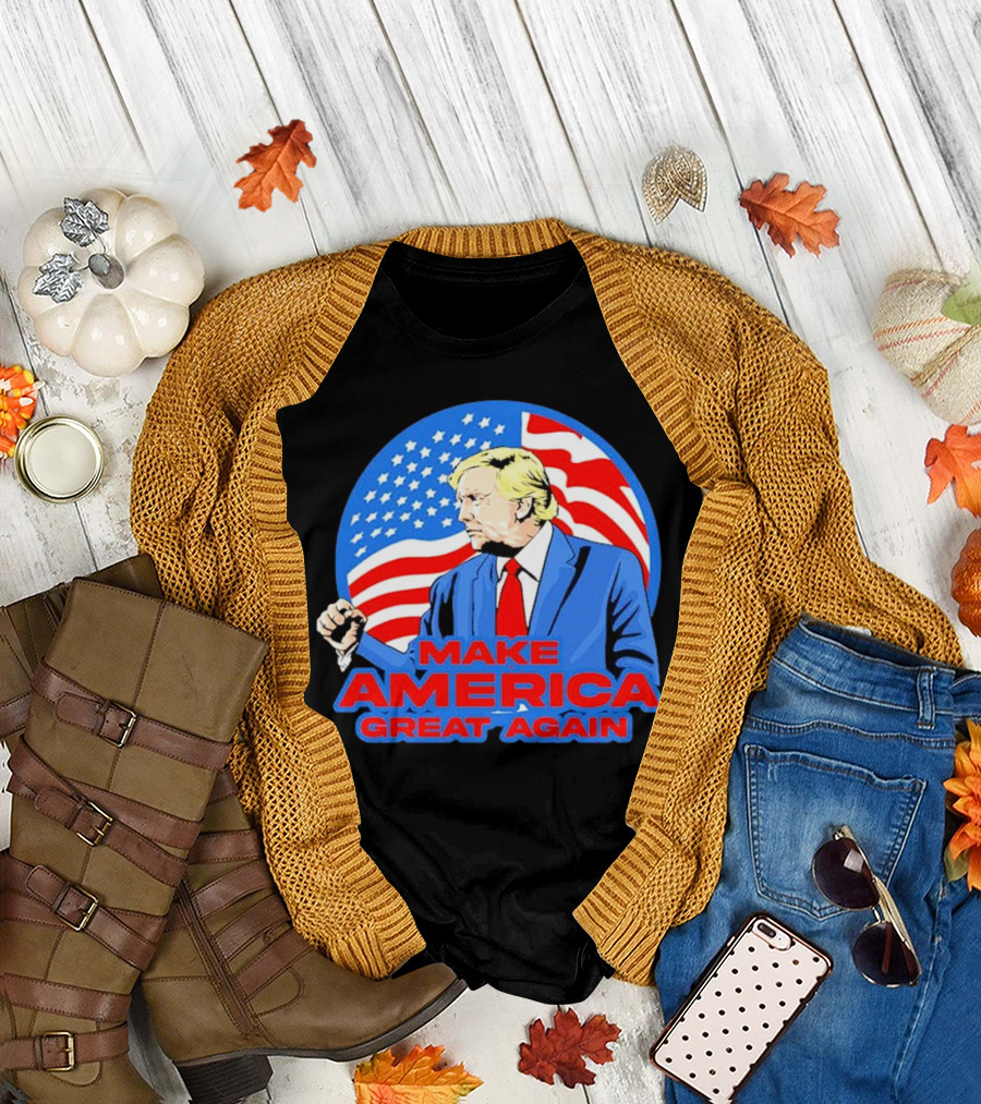 Make America Great Again Trump with American Flag T-Shirt