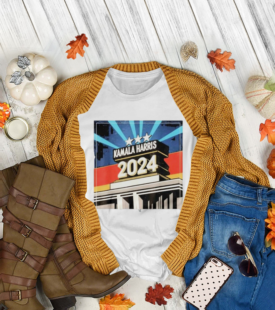 Kamala Harris 2024 Three Stars Retro Style Vote President Kamala Election T-Shirt