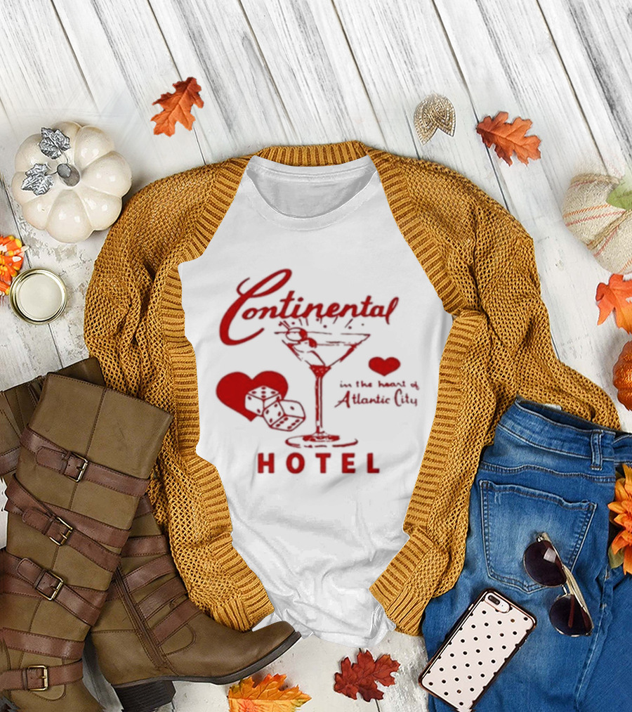 Continental Hotel in the Heart of Atlantic City with Hearts and Martini Glass T-Shirt