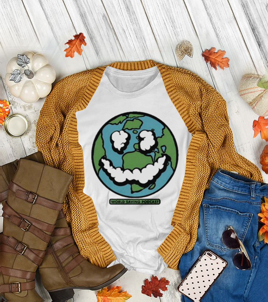Andy Frasco Crowd Surf World Saving Podcast Earth Smiley T-Shirt