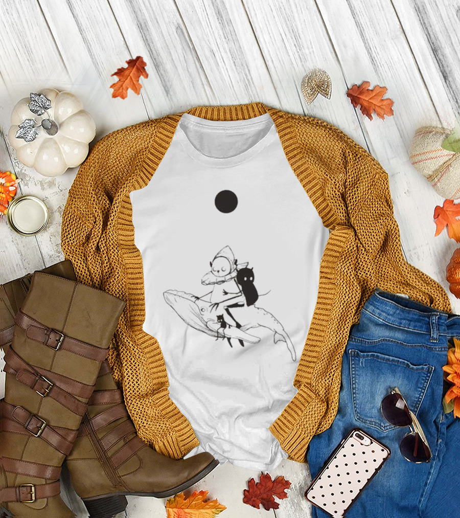 Are We There Yet On Our Way Forever Surreal Illustration with Whimsical Character and Creatures T-Shirt
