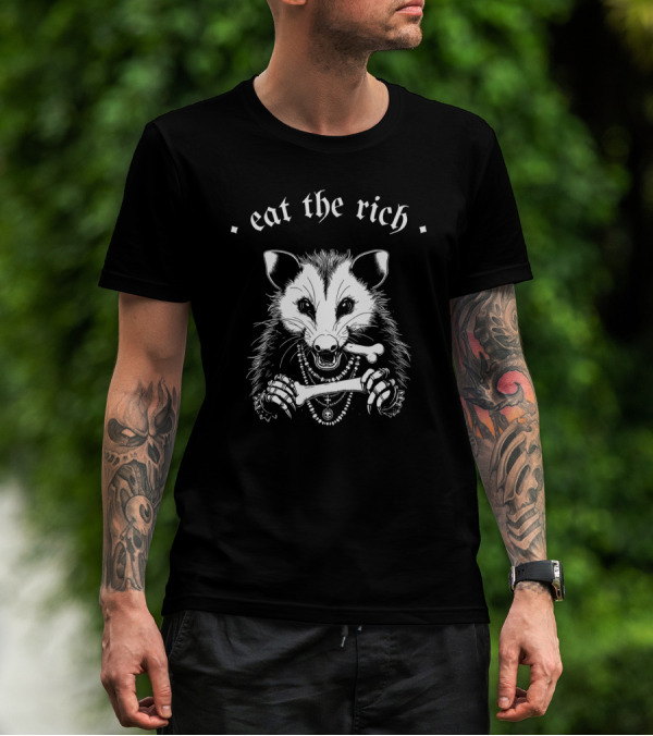 Punk With A Camera Eat The Rich Possum Anti-Fascist Merch T-Shirt