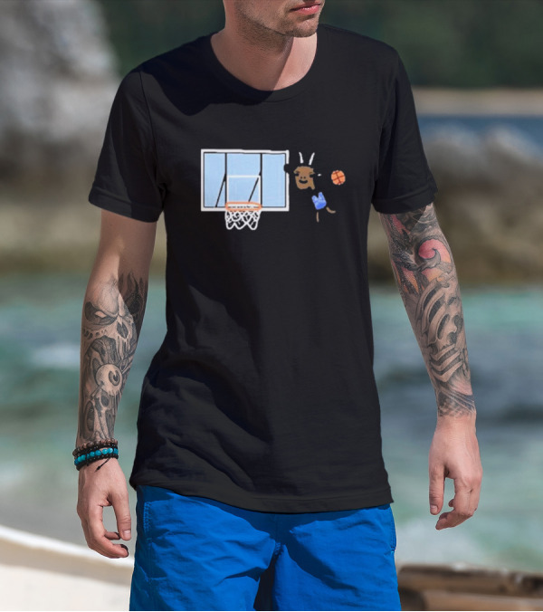 Goat Biles Basketball Dunking Goat With Jersey And Hoop T-Shirt
