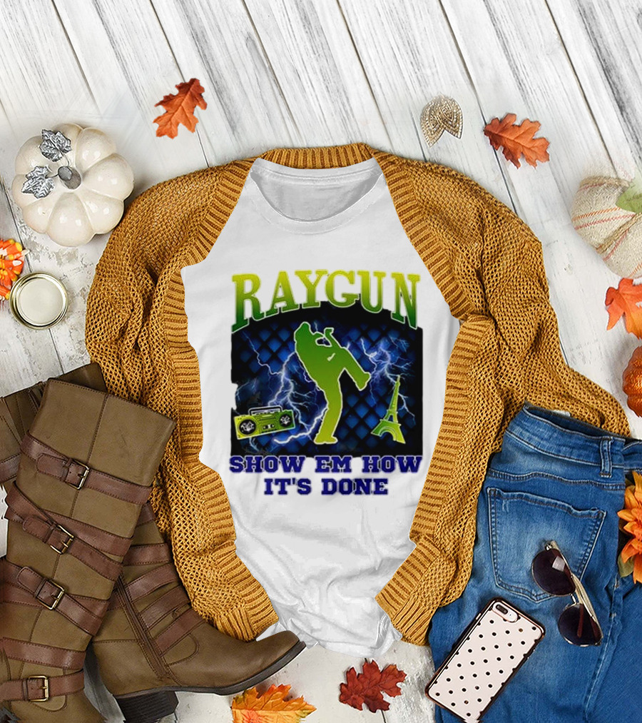 Raygun Show Em How It’s Done Electric Dance Eiffel Tower Boombox T-Shirt
