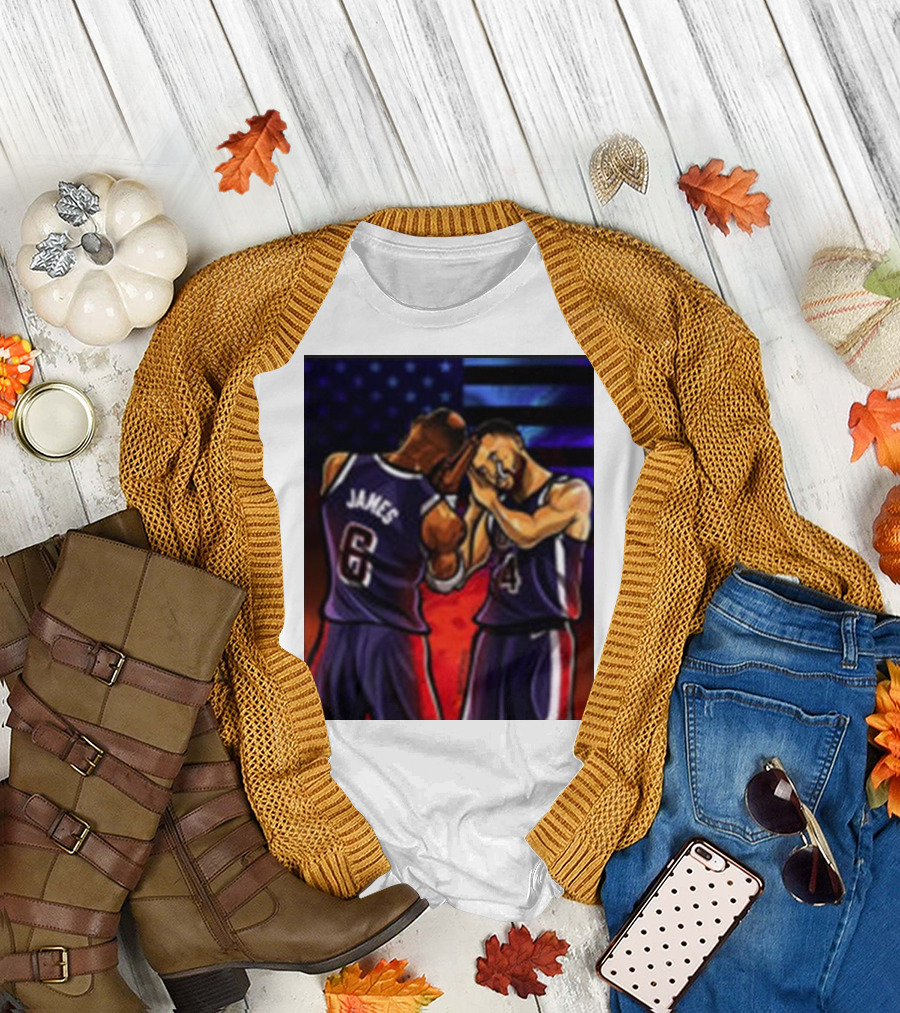 Stephen Curry Lebron James Night Night Paris 2024 Olympic Basketball Painting T-Shirt