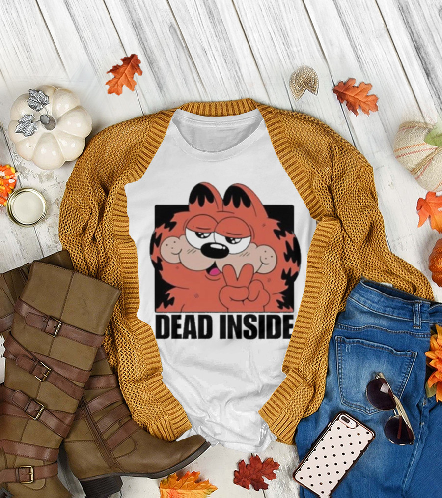 Garfield Dead Inside Peace Sign Sunglasses T-Shirt