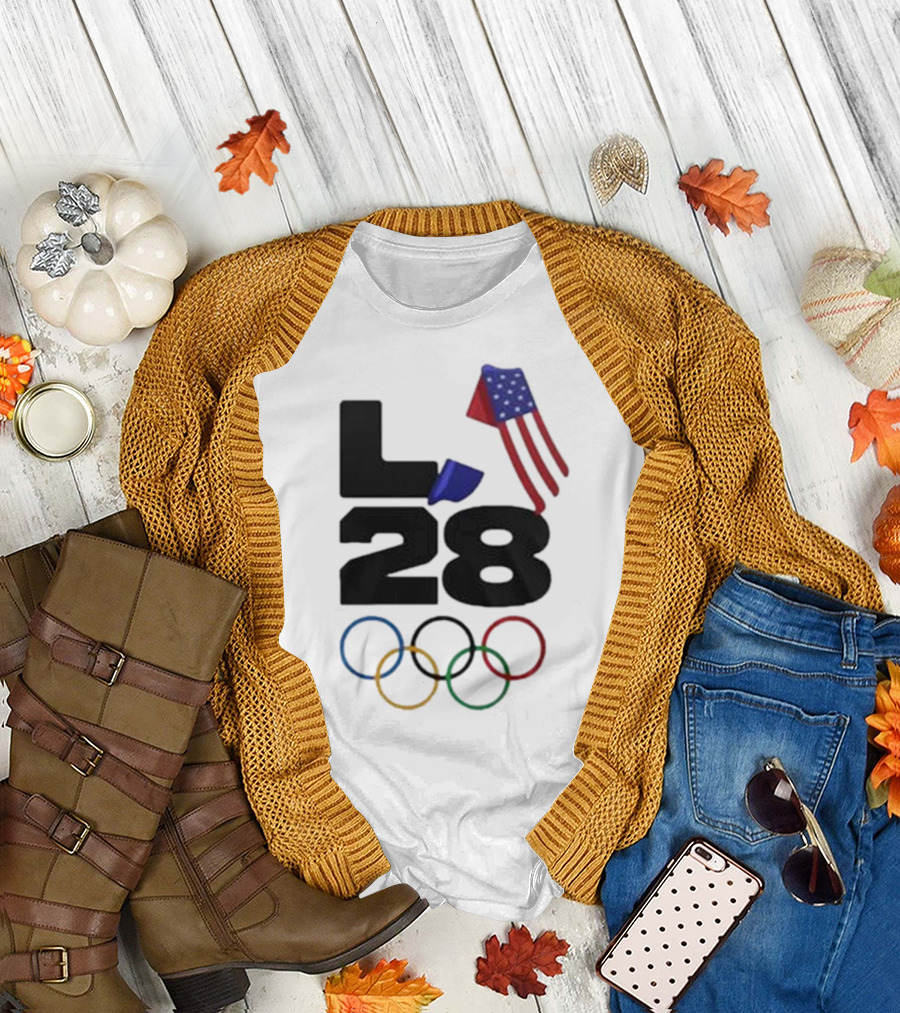 LA 28 Olympics American Flag Rings T-Shirt