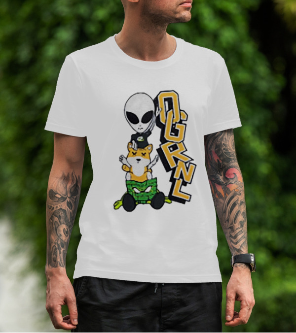 Rich And Lonely Alien With Bear OGRNL X Optic T-Shirt