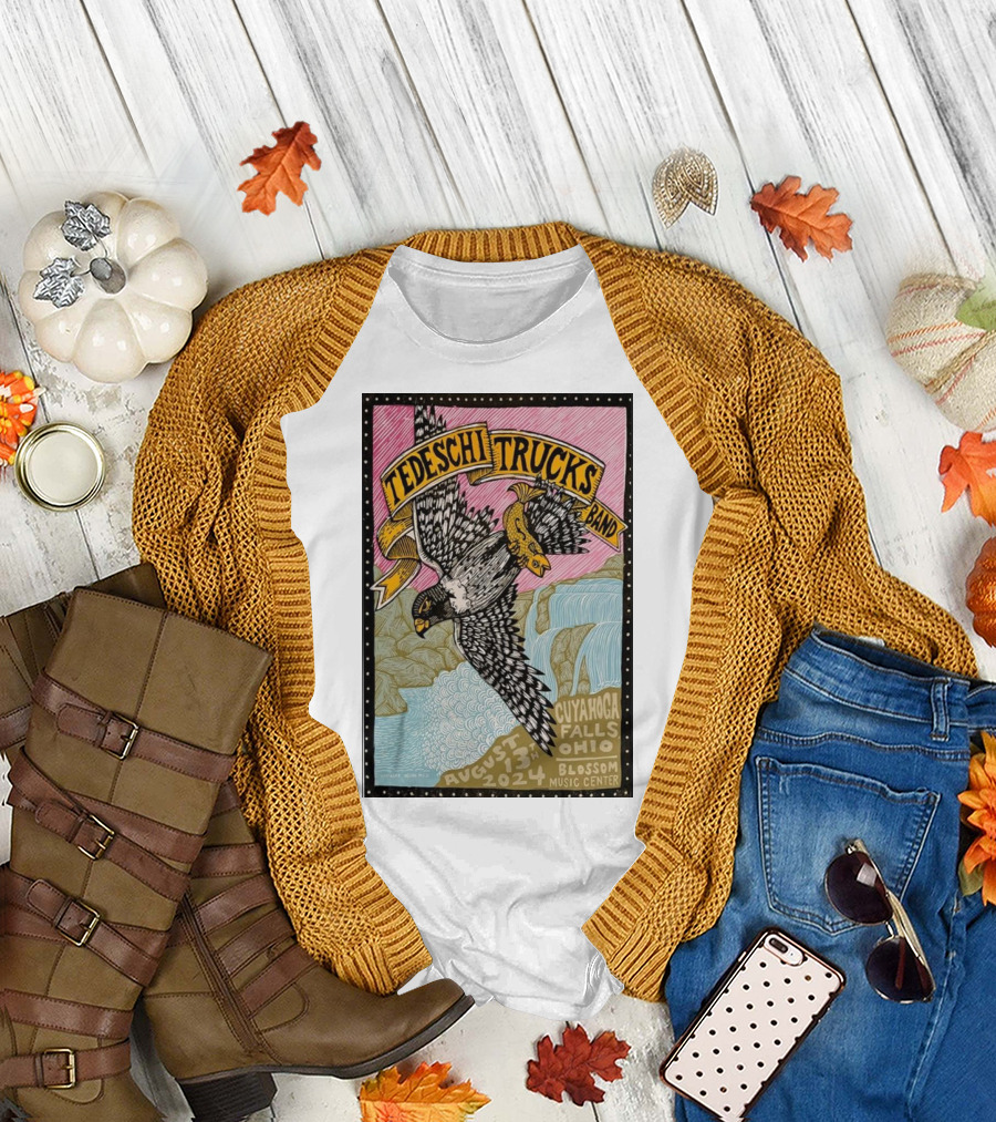 Tedeschi Trucks Band Aug 13 2024 Cuyahoga Falls OH Blossom Music Center Bird and Fish T-Shirt
