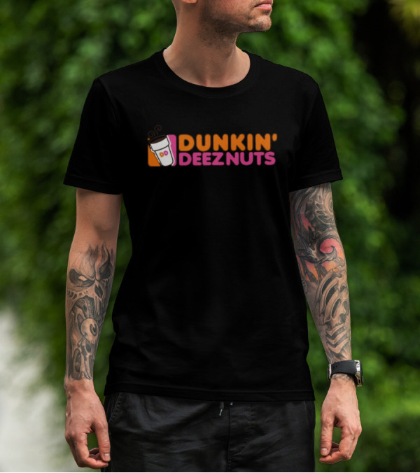 Dunkin Deeznuts Coffee Cup Logo Mockup T-Shirt