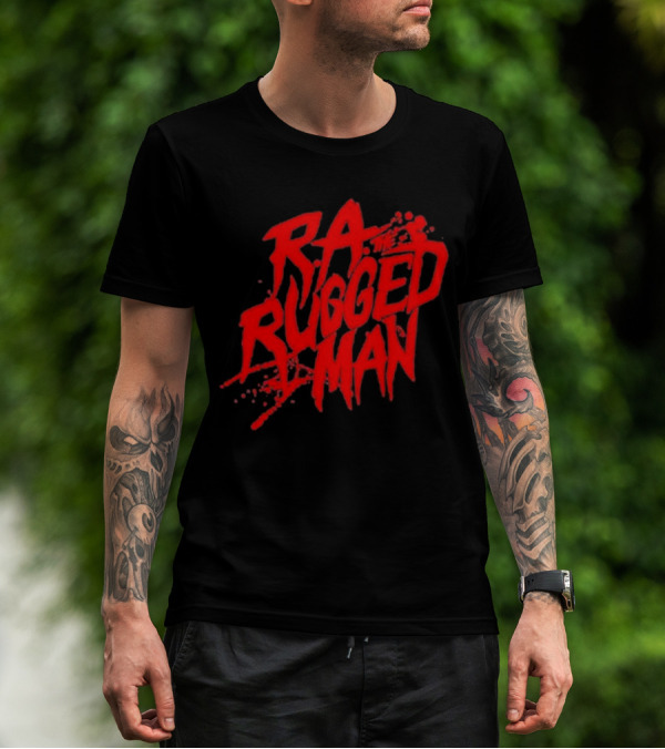 RA The Rugged Man Splattered Text T-Shirt