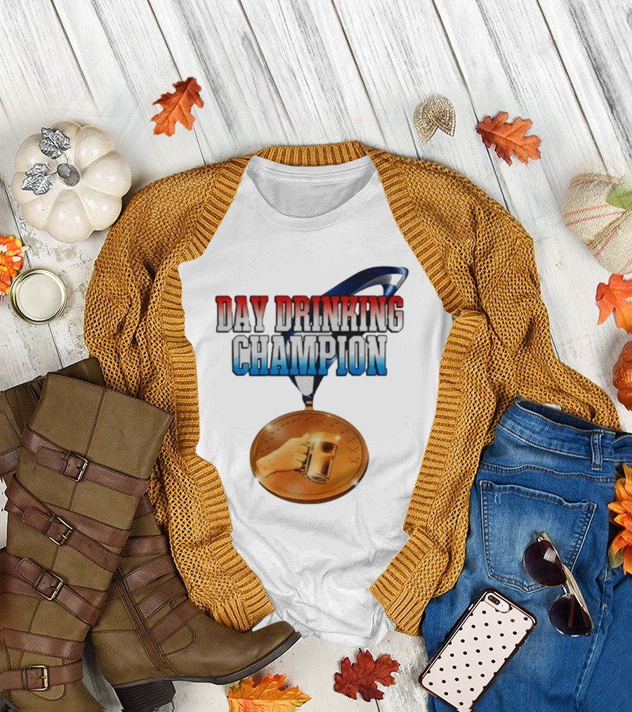 Day Drinking Champion Medal Beer Mug Fun T-Shirt