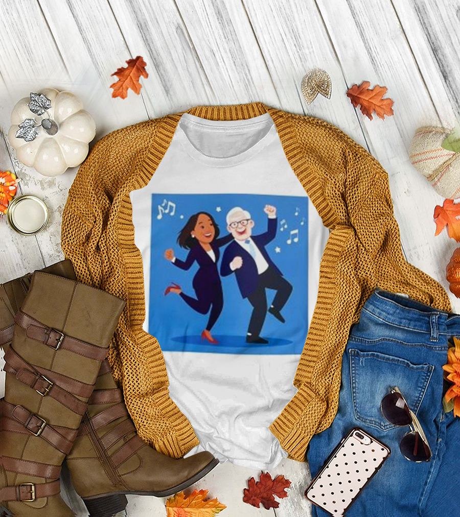 Tim Walz And Harris Vibrant Dancing Celebration with Music Notes T-Shirt