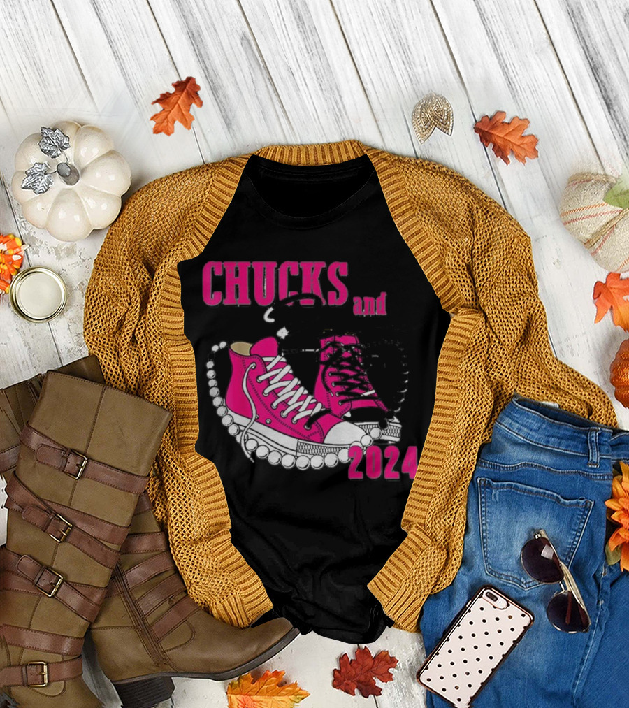 Chucks and Pearls Pink Sneakers T-Shirt