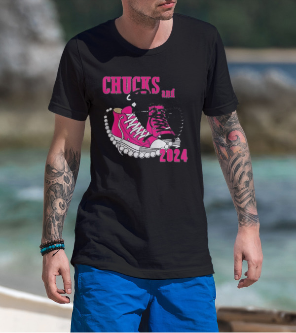 Chucks And Pearls Pink Sneakers T-Shirt