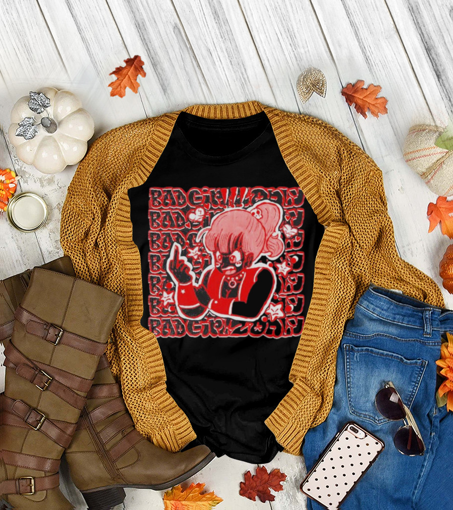 Bad Girlz 2024 Retro Style Anime Character Middle Finger T-Shirt