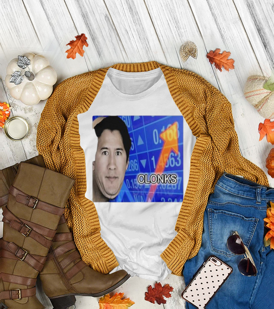 Cloak Oddly Specific Clonks Meme Face with Stock Market Arrow T-Shirt