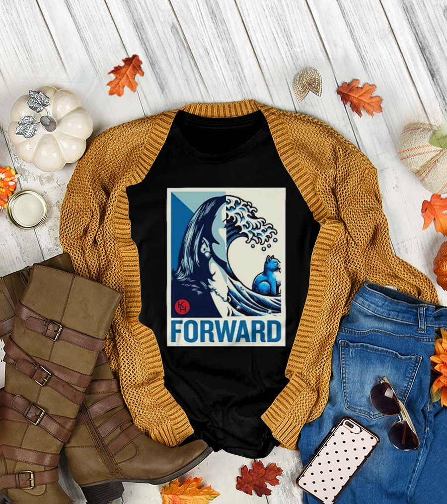 Kamala Walz Forward Wave Cat Print T-Shirt