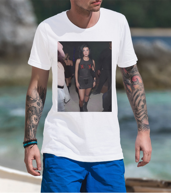 Charli D’Amelio Black Mesh Dress With Red X Details T-Shirt