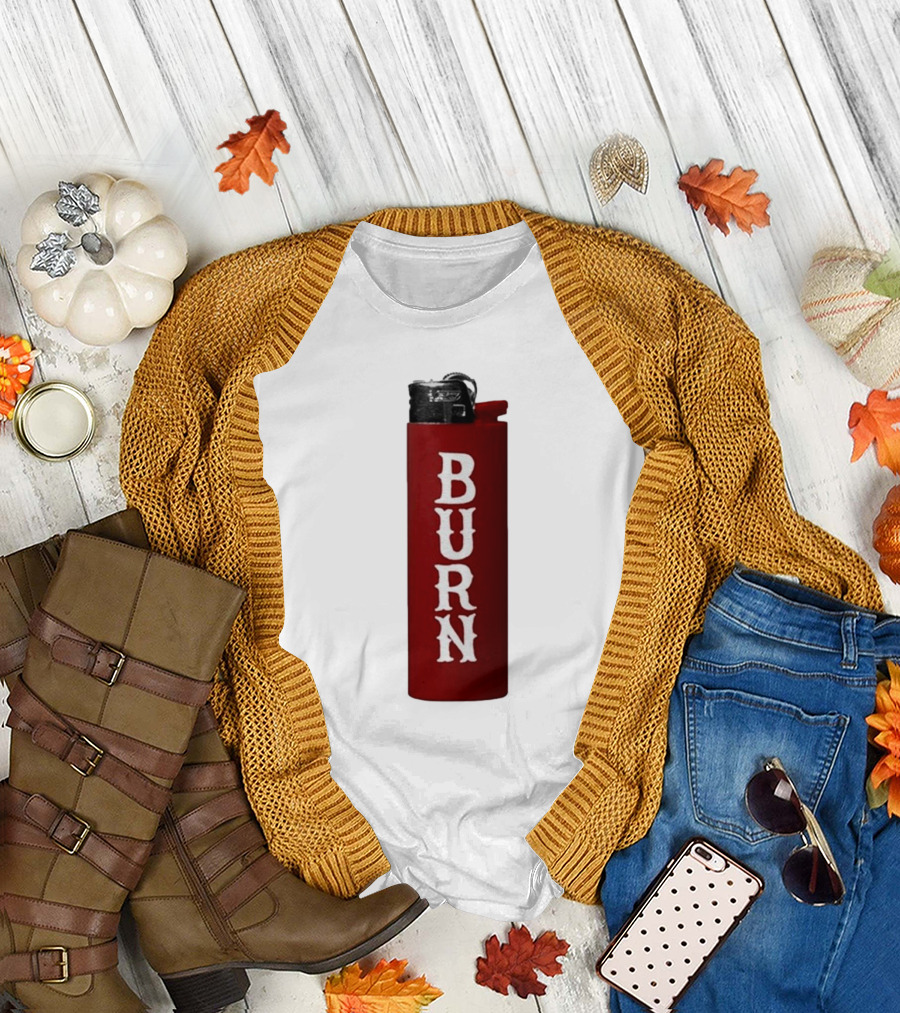 Eaj Burn Red Lighter Vertical Text T-Shirt