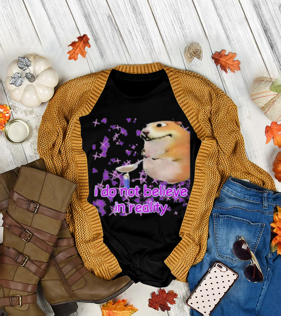 i do not believe in reality doge spoon purple stars T-Shirt