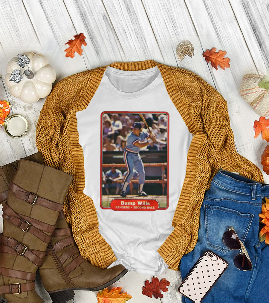 Bump Wills Rangers Second Base Vintage Baseball Card T-Shirt