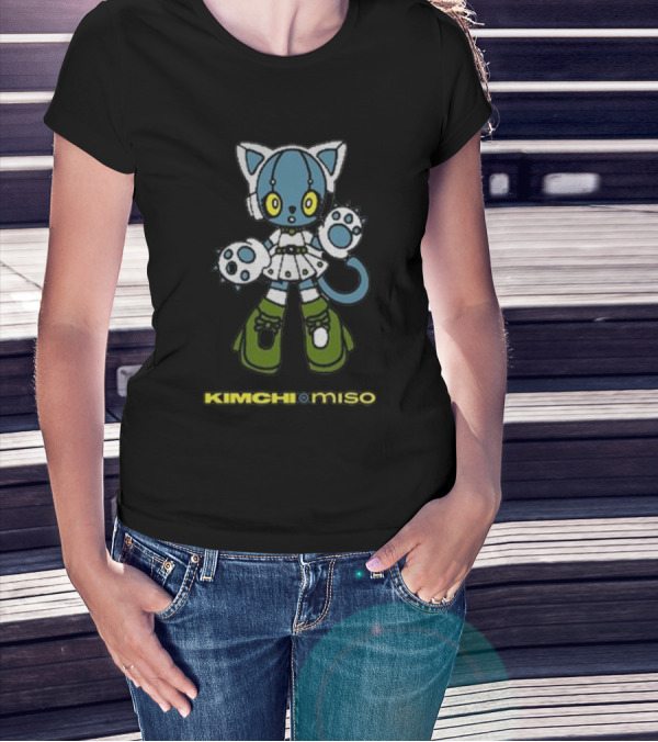 KIMCHI And Miso Futuristic Feline Character T-Shirt
