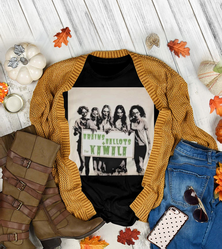 Brains Ballots For Kamala Zombies For Kamala Harris Halloween Fun Kamala For President T-Shirt