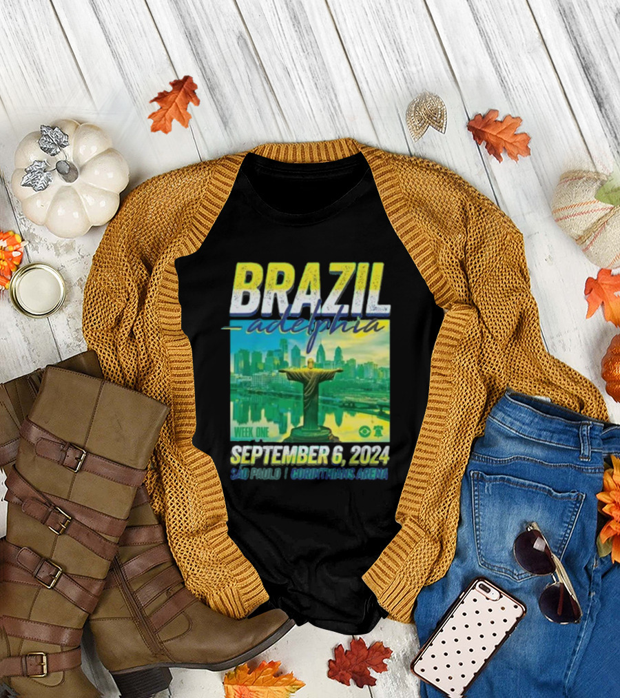 Brazil Adelphia Week One September 6 2024 Sao Paulo Corinthians Arena Christ the Redeemer Skyline Event T-Shirt