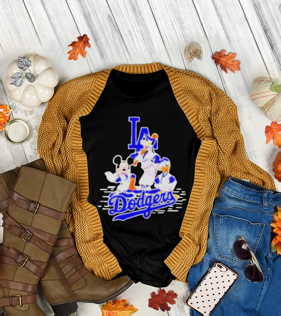 LA Dodgers Mickey and Friends Disney Baseball T-Shirt