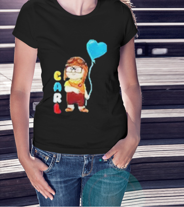 Disney Pixar Up Carl Holding Heart Balloon Couples T-Shirt
