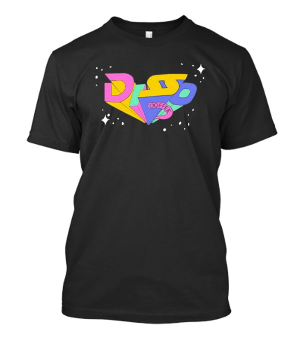 Disso Coffee Retro 3D Text Colorful Shapes With Stars T-Shirt