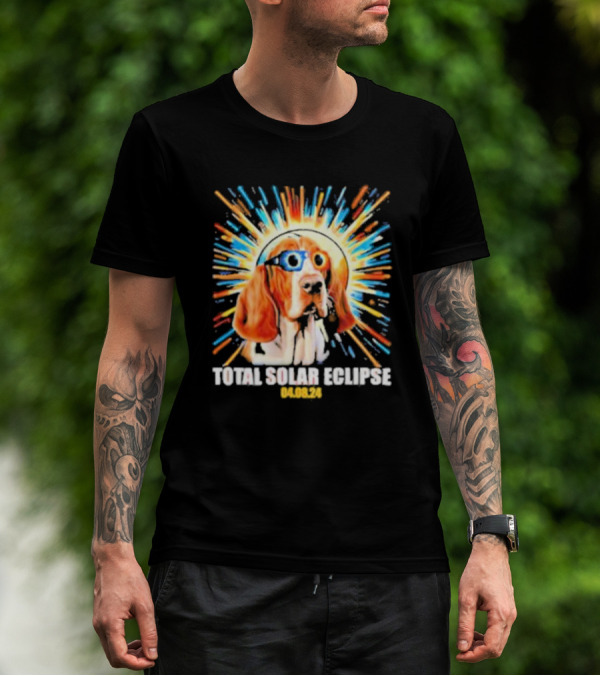 Total Solar Eclipse Dog Wearing Eclipse Glasses 04.08.24 T-Shirt