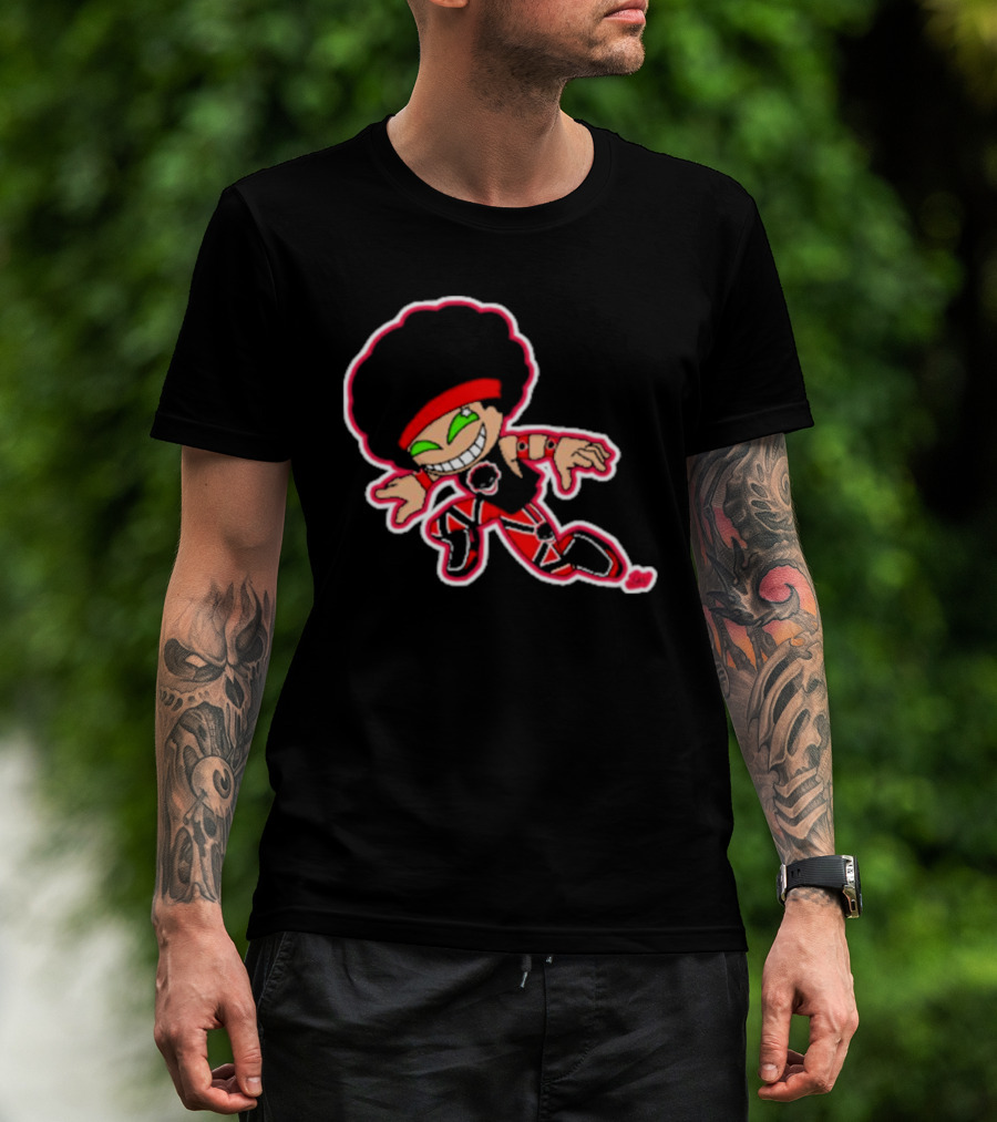 Dom Cirrus Alt Logo Cartoon Character With Afro And Red T-Shirt