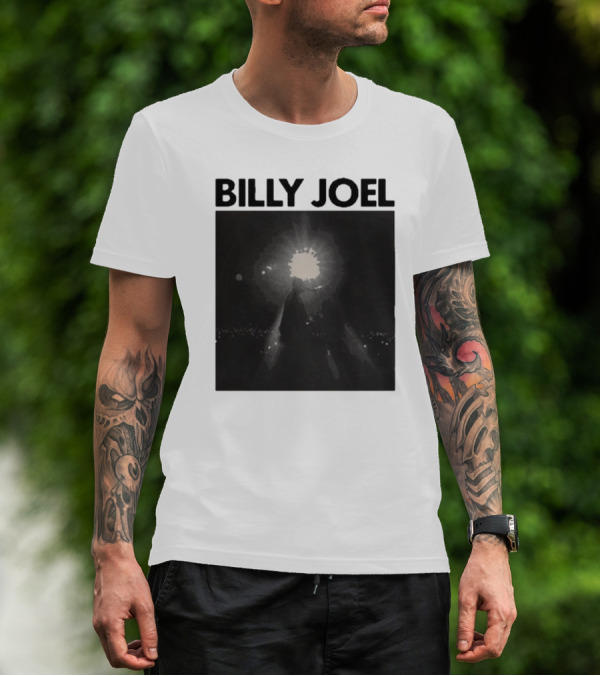 Billy Joel Concert Photo With Bright Light Backdrop T-Shirt