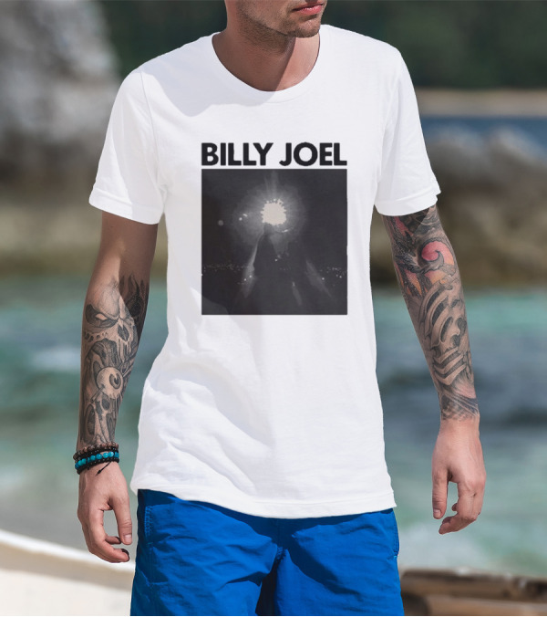 Billy Joel Concert Photo With Bright Light Backdrop T-Shirt