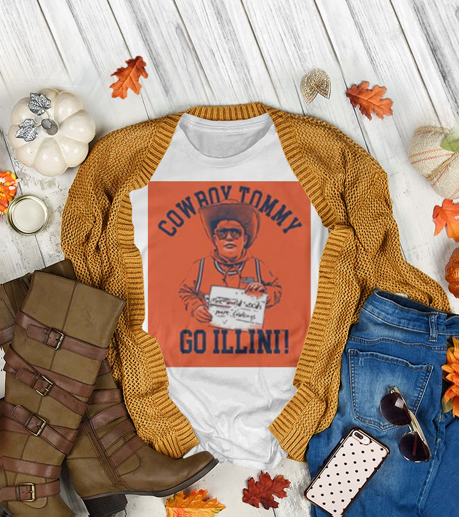 Cowboy Tommy Go Illini Orange Shirt with Sunglasses and Cowboy Hat T-Shirt