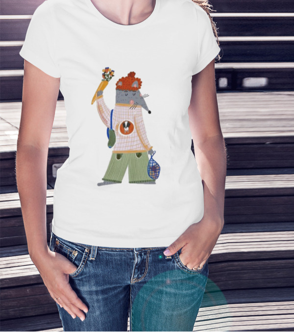 Hildalia Weekend Mouse With Flowers In Hand T-Shirt