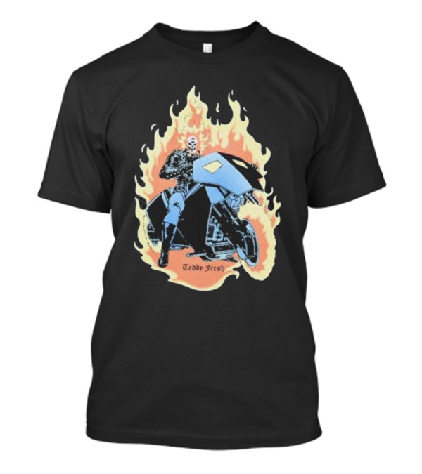 Ghost Rider Teddy Fresh Flaming Skull Motorcycle T-Shirt