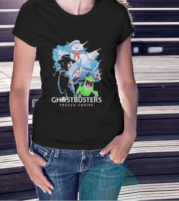 Ghostbusters Frozen Empire Stay Puft Slimer Ecto-1 T-Shirt