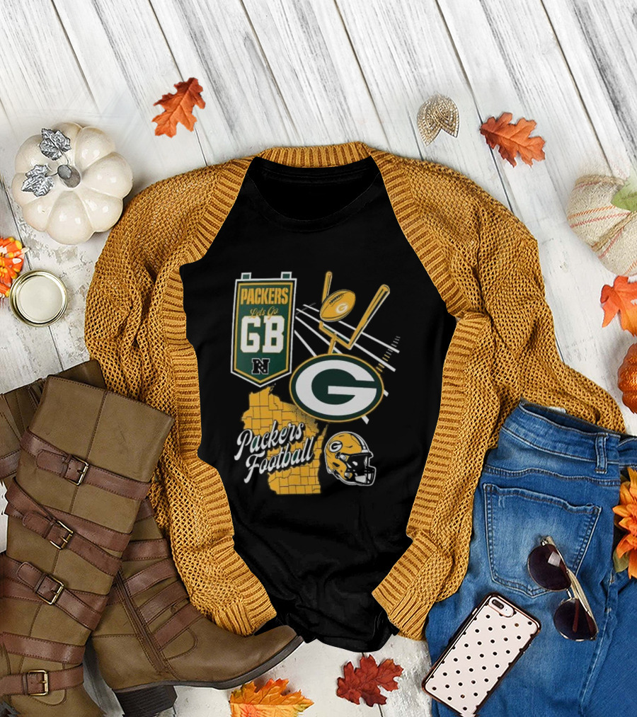 Packers Let's Go GB Football Green Bay Packers Split Zone T-Shirt