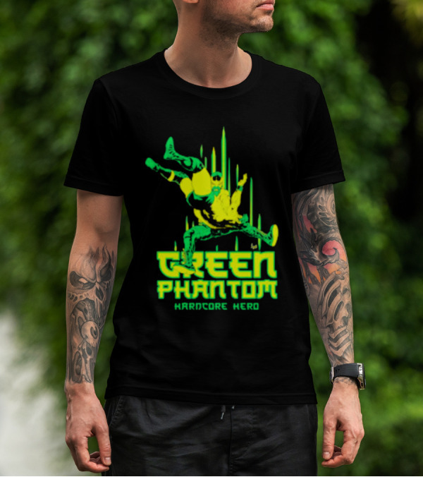 Green Phantom Hardcore Hero Wrestler Action T-Shirt