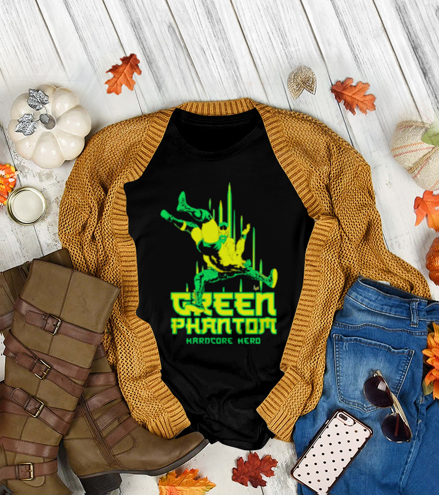 Green Phantom Hardcore Hero Wrestler Action T-Shirt