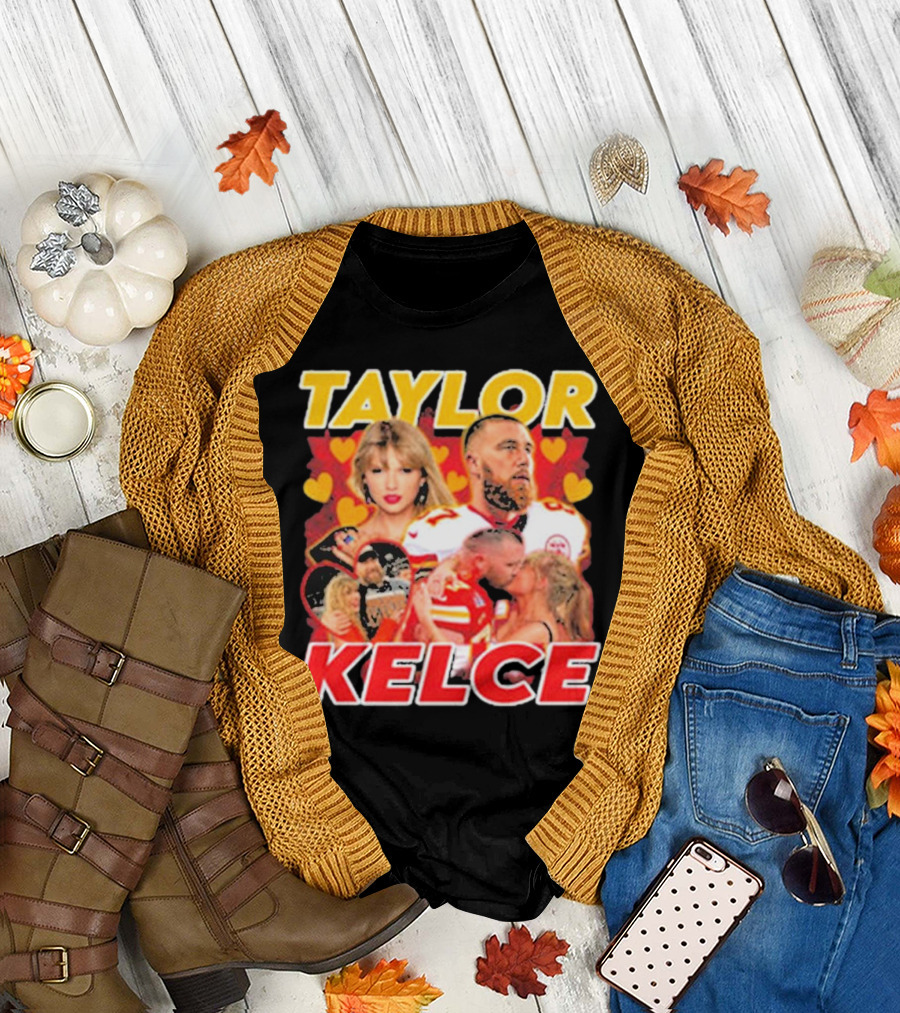 Taylor Kelce Football Love Hearts Chiefs Player Blonde Woman T-Shirt