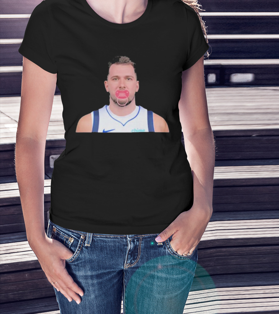 Luka Dončić Pacifier Parody Blue Jersey T-Shirt