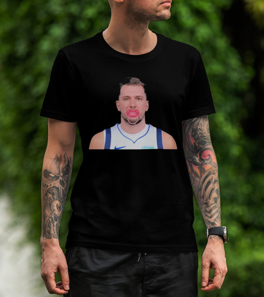 Luka Dončić Pacifier Parody Blue Jersey T-Shirt