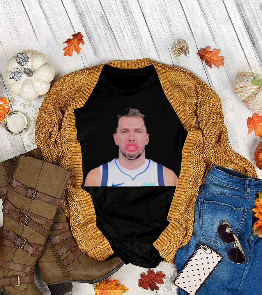 Luka Dončić Pacifier Parody Blue Jersey T-Shirt