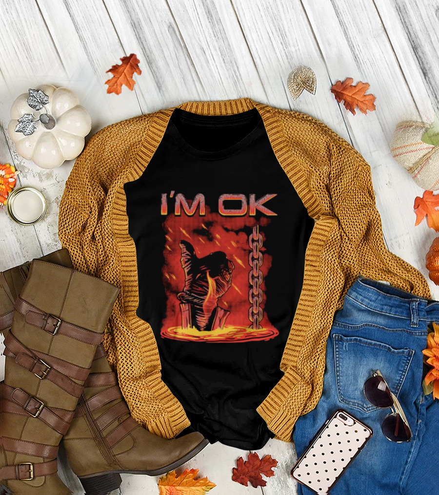 I'm Ok Arm Tied Under Lava Chain Rain T-Shirt